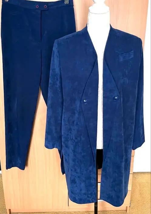 Edgar vos lang colbert met bijpassende pantalon maat 38, Maat 38/40 (M), Blauw, Ophalen of Verzenden, Zo goed als nieuw