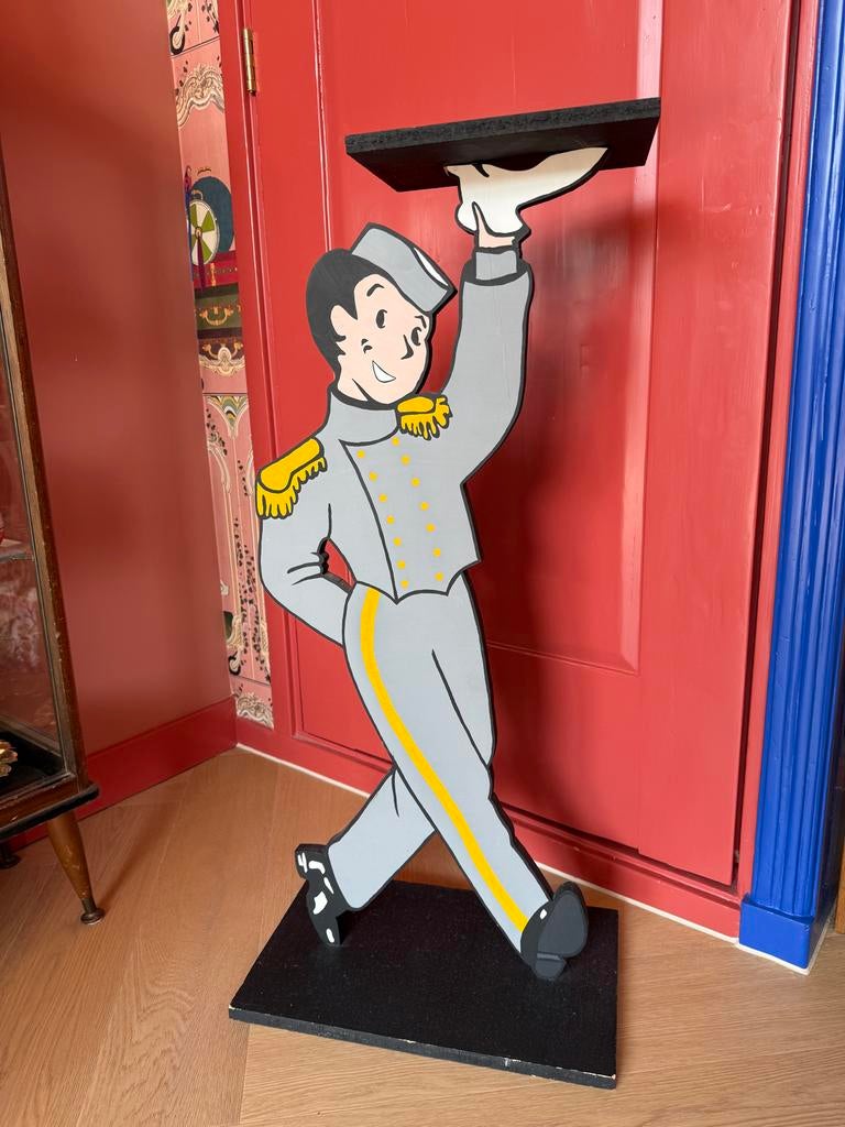 Vintage Houten Butler Paneel met Dienblad - Welkomstbord, Antiek en Kunst, Ophalen