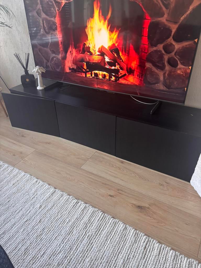 Tv meubel besta zwart 180 cm, 150 tot 200 cm, Ophalen of Verzenden, Zo goed als nieuw, Minder dan 100 cm