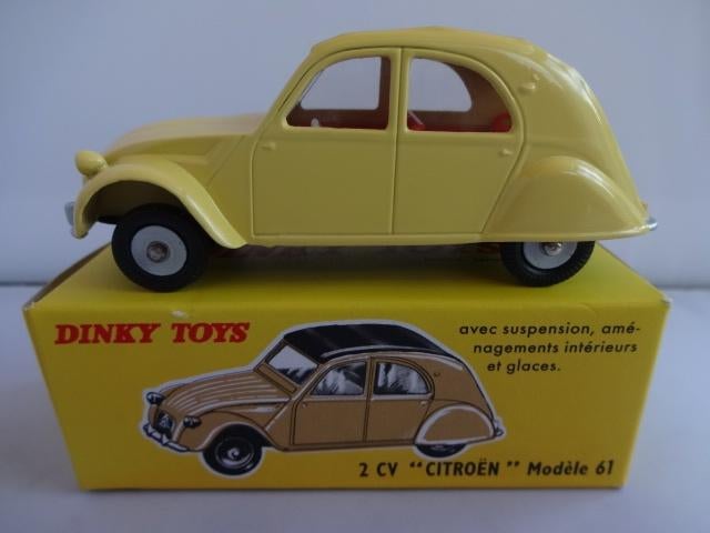 Citroen 2CV Modèle 61 geel nr: 558 van Dinky Toys 1:43, Ophalen of Verzenden, Nieuw, Auto, Dinky Toys