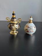 Vintage Loulou parfumflesjes porselein messing, Ophalen of Verzenden, Gebruikt