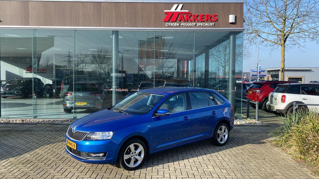 Skoda Rapid Spaceback 1.0 TSI Greentech Clever, Auto's, Parkeersensor, Gebruikt, Euro 6, Blauw