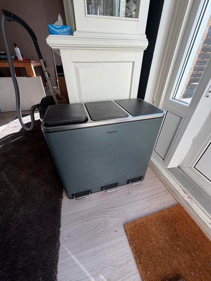 Afvalbak met scheidingswand antraciet grijs, Huis en Inrichting, Woonaccessoires | Prullenbakken, Zo goed als nieuw, Kunststof