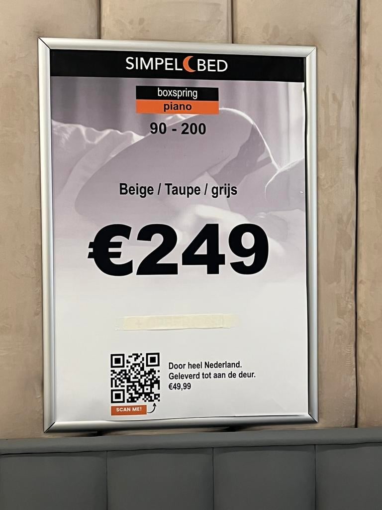 Boxspring bed 90/200 met matras 249 euro, 90 cm, Eenpersoons, Beige, Nieuw