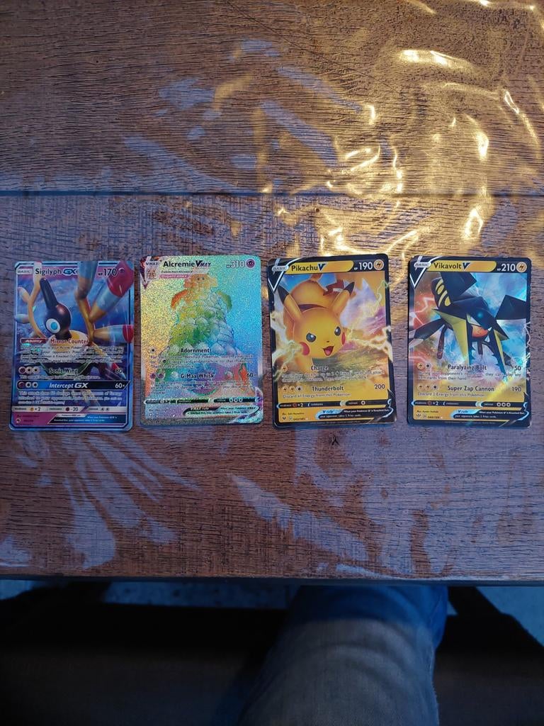 Pokémon Kaarten 4 stuks, Ophalen, Gebruikt, Meerdere kaarten, Foil