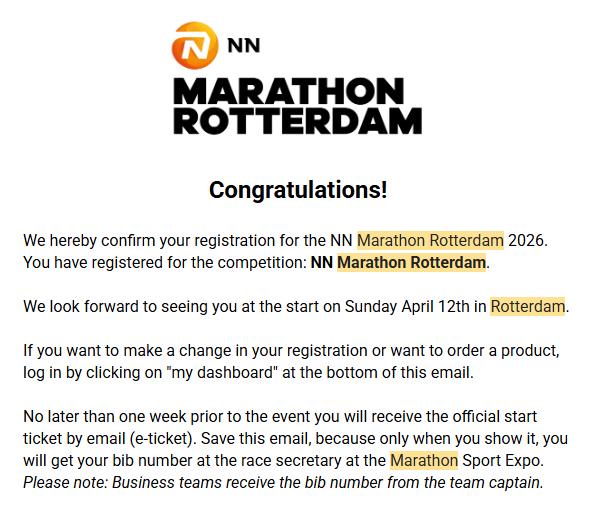 Rotterdam Marathon 2026 startbewijs, Tickets en Kaartjes, Evenementen en Festivals, Eén persoon