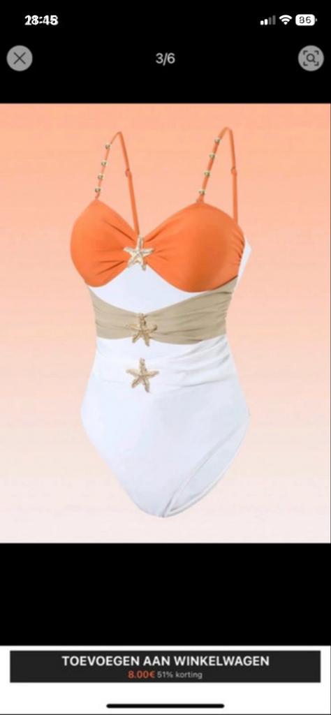 Nieuw zwempak met zeester details - Maat L, Kleding | Dames, Badmode en Zwemkleding, Ophalen of Verzenden, Nieuw, Wit, Badpak