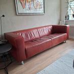Italiaanse designbank leer, roodbruin, Huis en Inrichting, Banken | Bankstellen, Strak, Gebruikt, Driepersoons, Ophalen of Verzenden