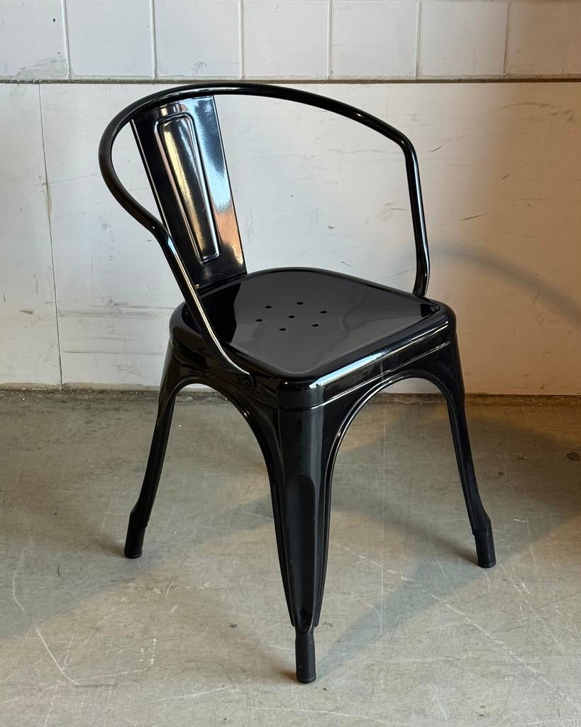 Set van 24 metalen bistro stoelen (15 met armleuning), Ophalen, Gebruikt, Zwart, Metaal