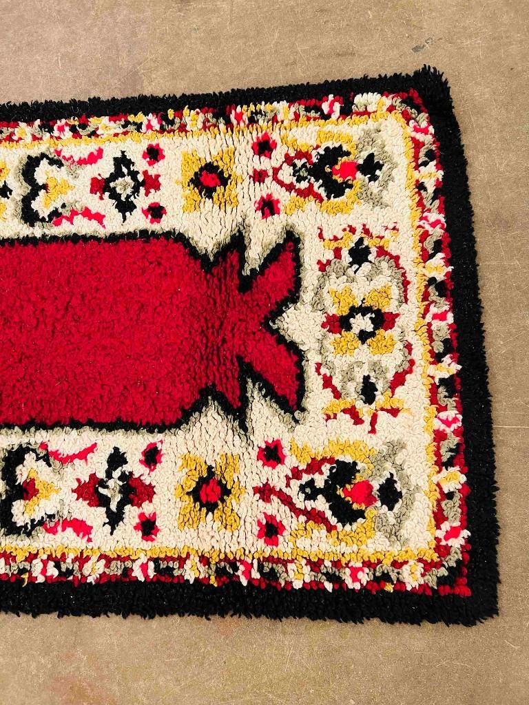 Handgeknoopt Smyrna kleed 126/66 cm, Gebruikt, 100 tot 150 cm, Etten-Leur, Groen