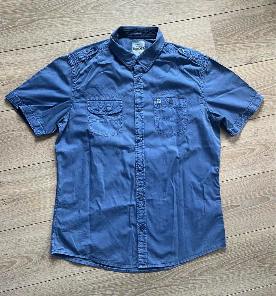 Unlocked overhemd korte mouw maat XL, Kleding | Heren, Ophalen of Verzenden, Gedragen, Blauw, Halswijdte 43/44 (XL)