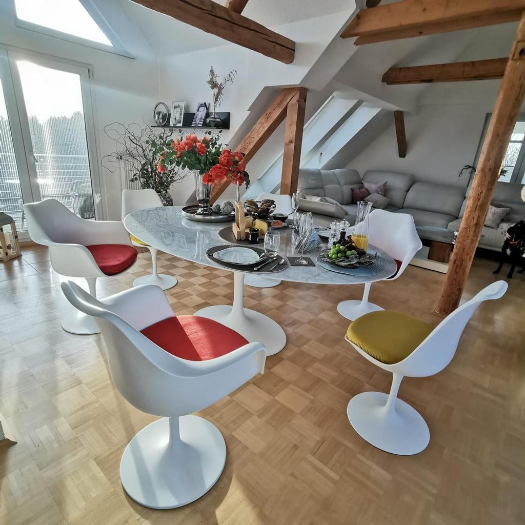 90 x 180 tulipe tafels eero saarinen 244 x 137 stoelen, Nieuw, Ophalen of Verzenden, Rechthoekig, 100 tot 150 cm