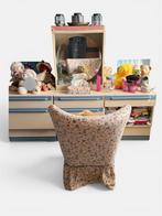 Vintage kaptafel met spiegel en stoel, Ophalen, Gebruikt, Hout, 100 tot 150 cm