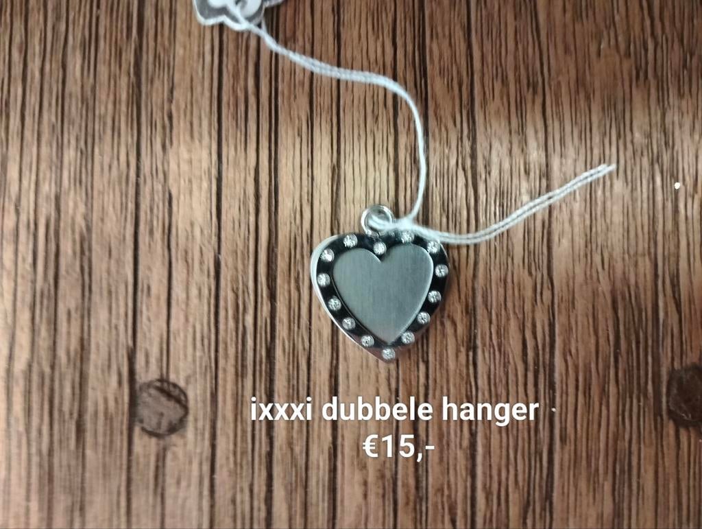 Ixxxi dubbele hart hanger, Overige materialen, Nieuw, Ophalen of Verzenden, Hart