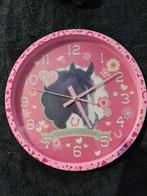 Leuke roze paarden klok, 'Dream Horses' - Werkt perfect!, Verzenden, Gebruikt, Analoog, Wandklok