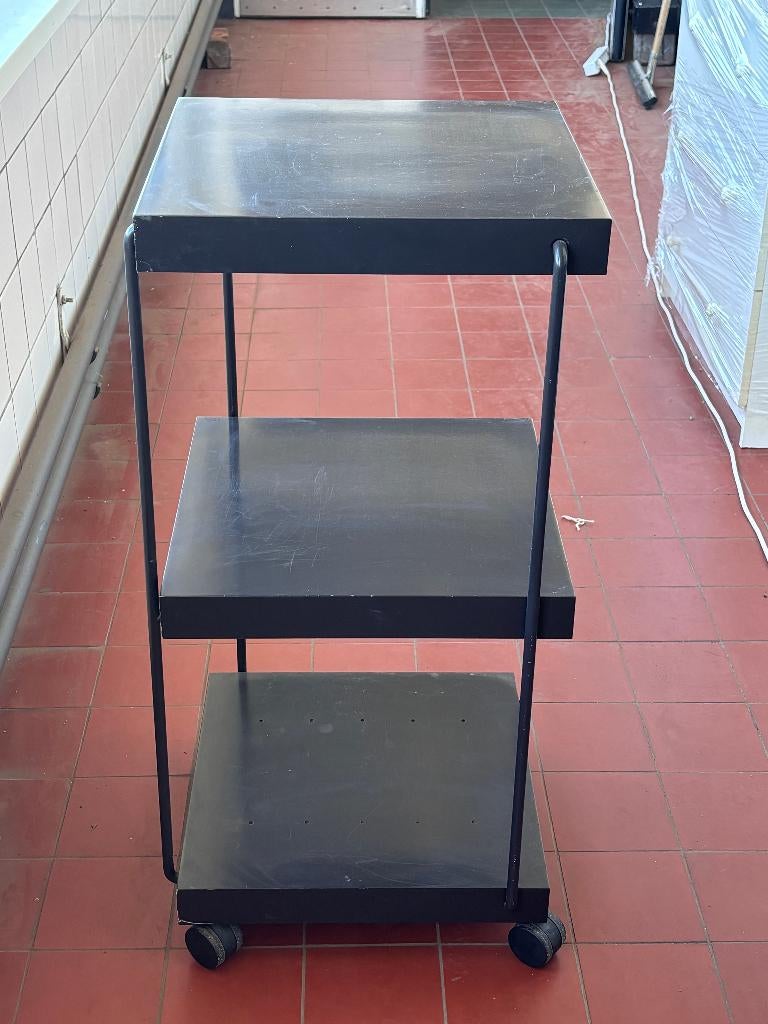 Zwarte metalen roltafel industrieel trolley, Ophalen, Gebruikt