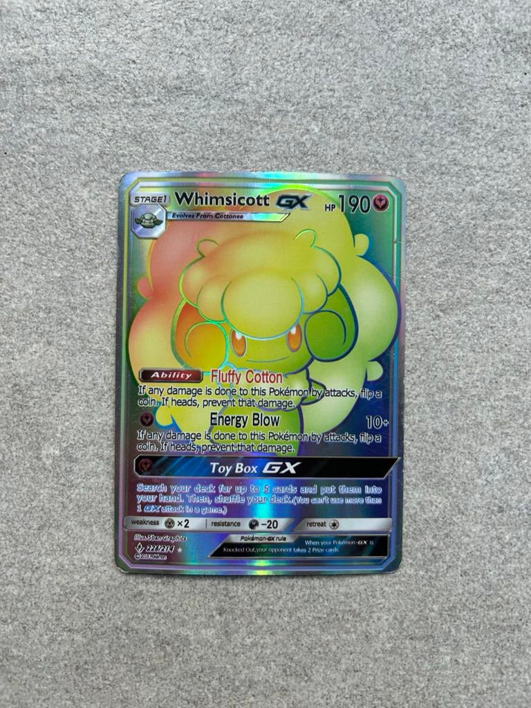 Whimsicott GX Pokémon Kaart - Full Art Foil, Ophalen of Verzenden, Zo goed als nieuw, Losse kaart, Foil