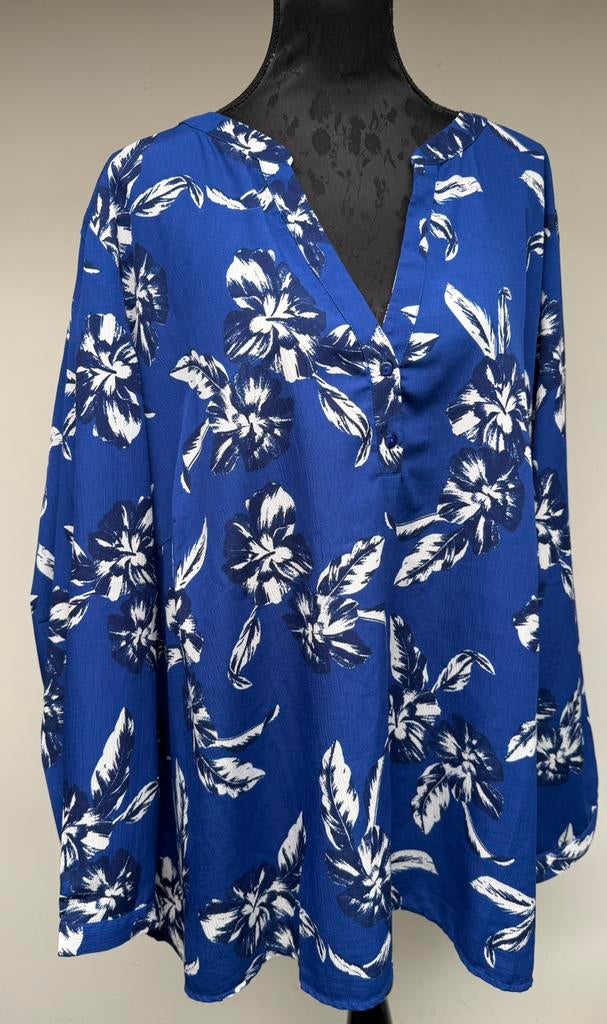 Superleuke donkerblauwe blouse bloemen ZIZZI xxl (54/56), Kleding | Dames, Ophalen of Verzenden, Zo goed als nieuw, Blauw, Blouse of Tuniek