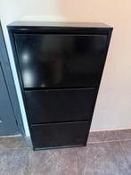 Metalen zwarte schoenenkast met 3 lades, Ophalen, Gebruikt