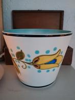 Prachtige oude bloempot - Gemerkt - gaaf - plateel Gouda, Ophalen of Verzenden