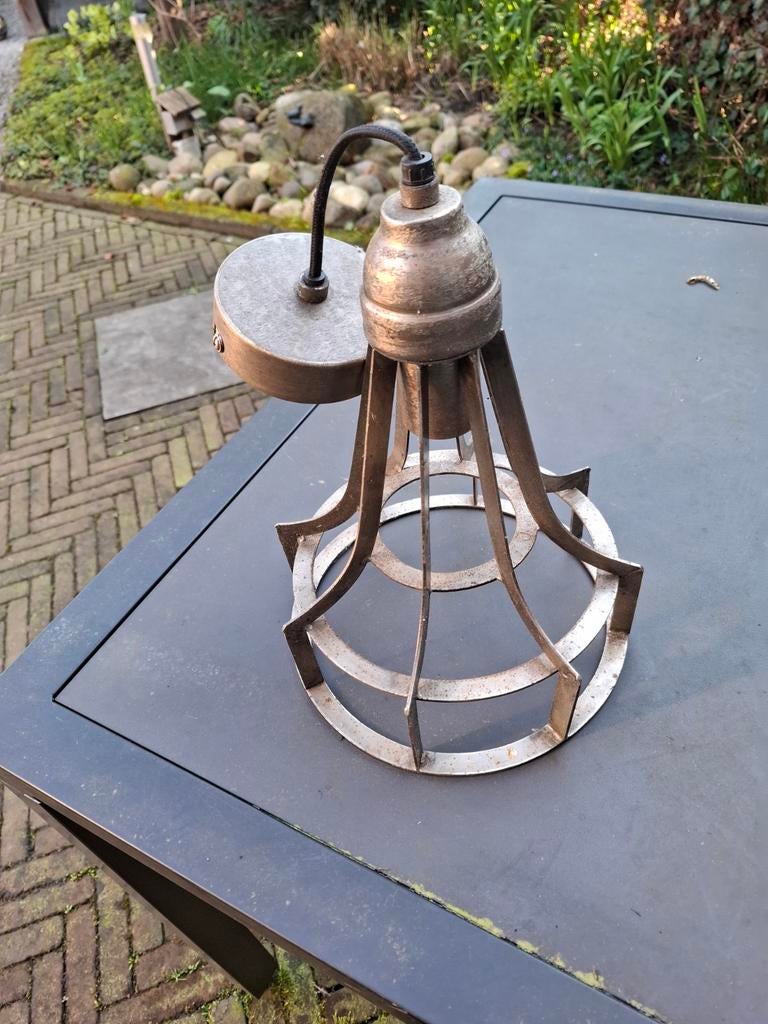 Industriele hanglamp, Huis en Inrichting, Lampen | Hanglampen, Ophalen of Verzenden, Gebruikt, Metaal, Minder dan 50 cm