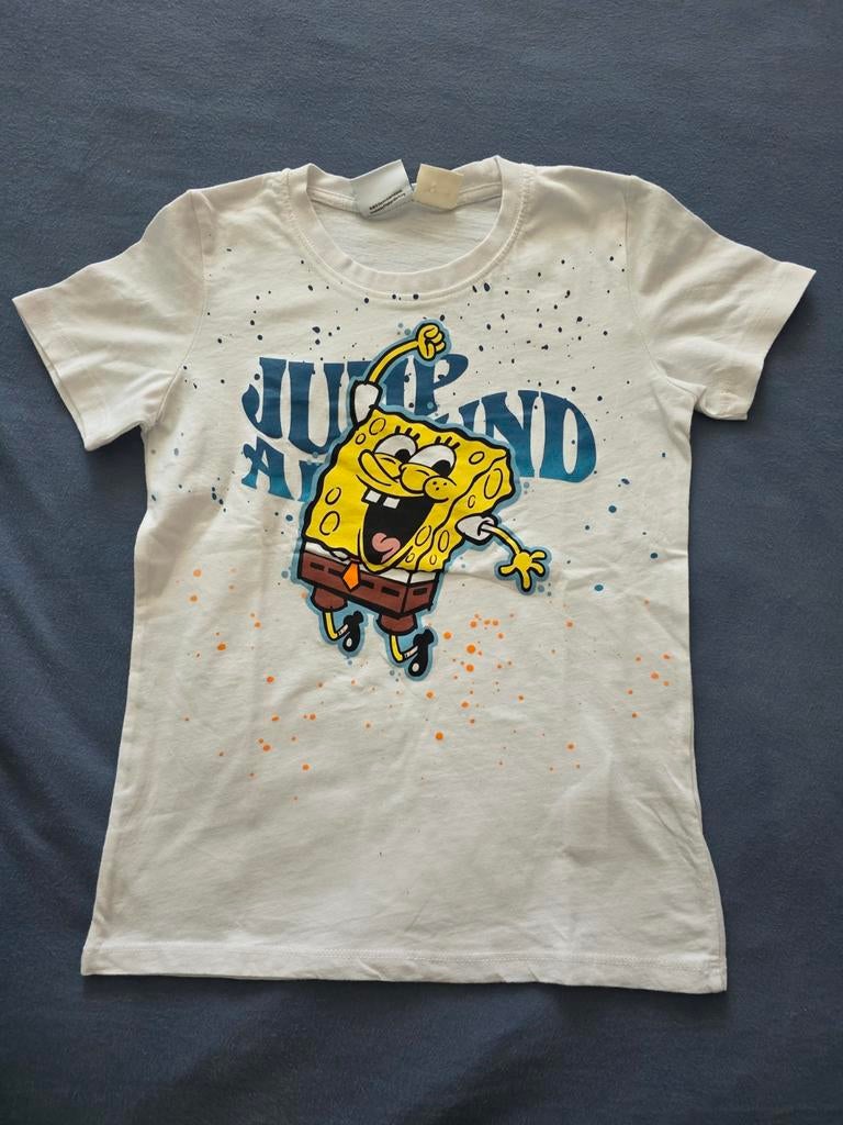 Spongebob T-shirt voor kinderen - Wit met print, Ophalen of Verzenden, Zo goed als nieuw, Jongen of Meisje, Shirt of Longsleeve