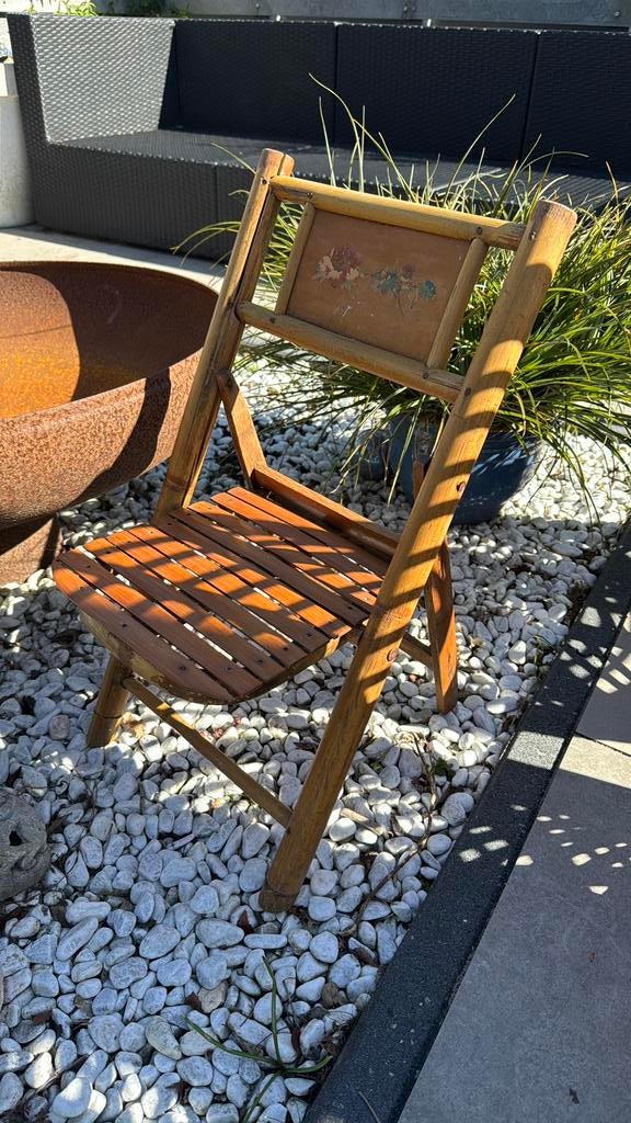 Bamboe kinderstoeltje plantentafeltje Vintage 60 hg, Ophalen, Gebruikt