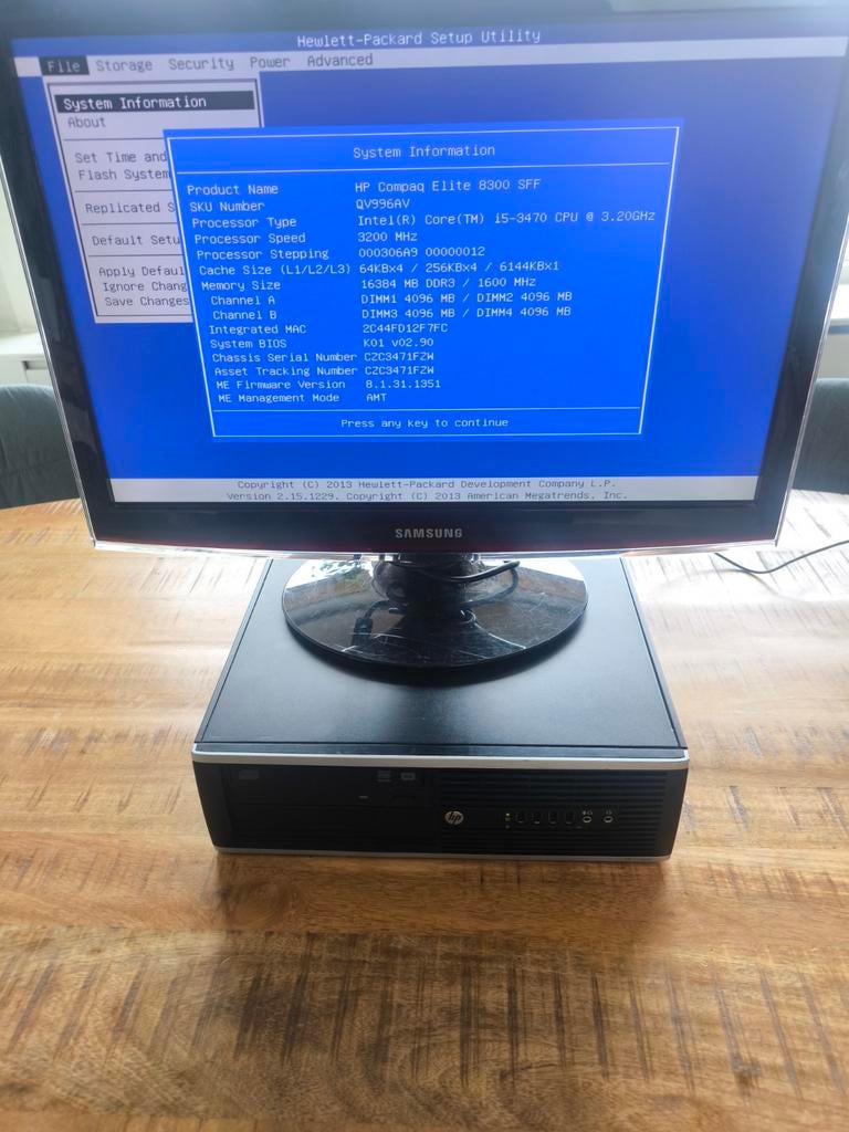 HP Elite 8300 i5 3.2GHz 16GB RAM 240SSD met Monitor, Ophalen, Gebruikt, Intel Core i5-3470, HP