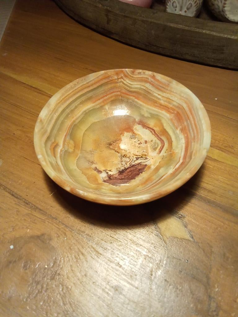 Vintage Onyx stenen schaaltje, Ophalen of Verzenden, Rond, Steen of Aardewerk
