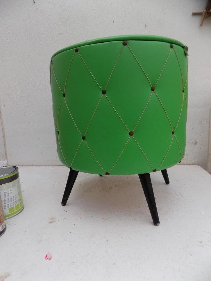 vintage 1950 Poef naaimeubel kruk met opbergruimte groen, Huis en Inrichting, Woonaccessoires | Overige, Gebruikt, Ophalen of Verzenden