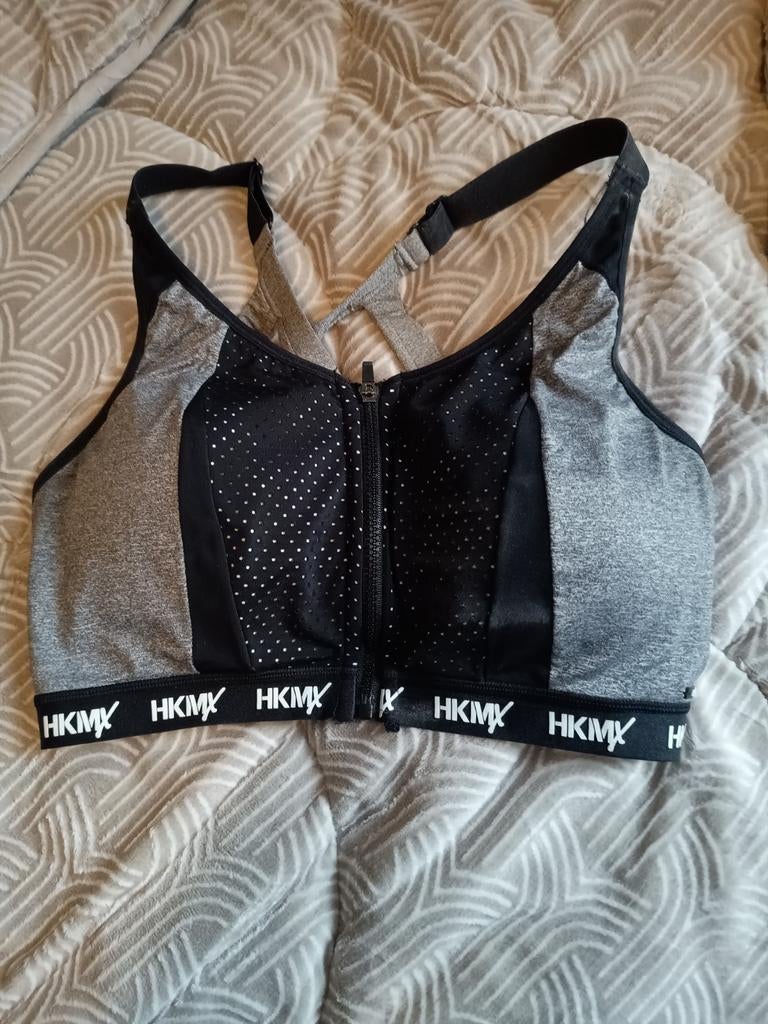 Hunkemöller HKMX Sportbeha - Zwart/Grijs - Maat 75D, Zwart, Ophalen of Verzenden, Hunkemöller, Fitness of Aerobics