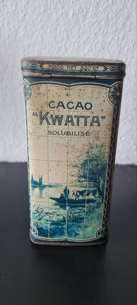 Oud Kwatta Cacao Blik - Vintage Decoratie, Ophalen of Verzenden, Gebruikt, Overige, Overige merken