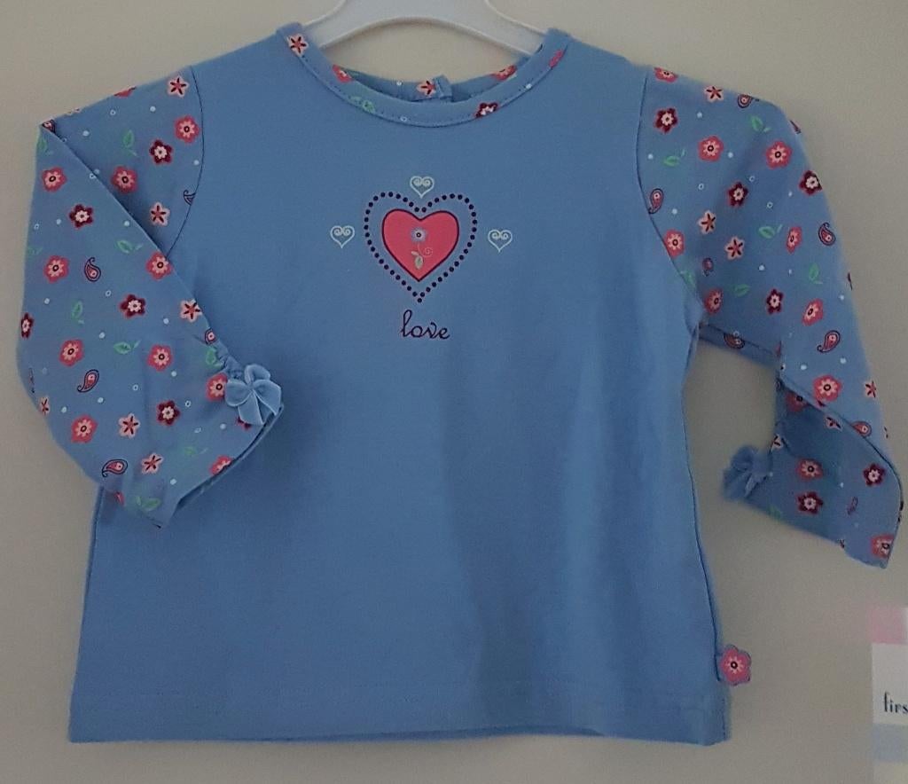 Blauwe longsleeve maat 68 NIEUW (0675) a, Kinderen en Baby's, Babykleding | Maat 68, Meisje, Nieuw, Ophalen of Verzenden, First Impressions