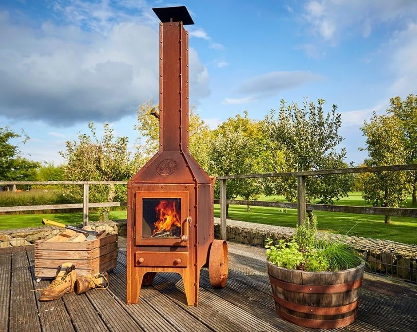prachtig apart model tuinhaard cortenstaal verrijdbaar, Ophalen of Verzenden, Nieuw