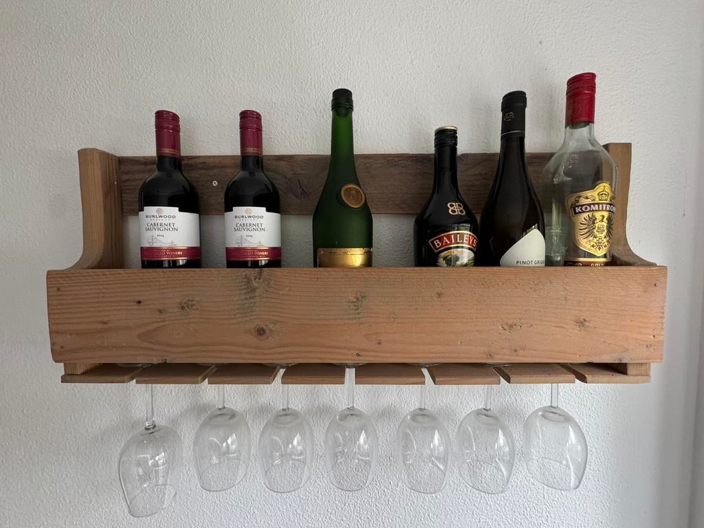 Houten wijnrek wand, Huis en Inrichting, Woonaccessoires | Wijnrekken, Ophalen, Zo goed als nieuw, Hout, Minder dan 50 cm