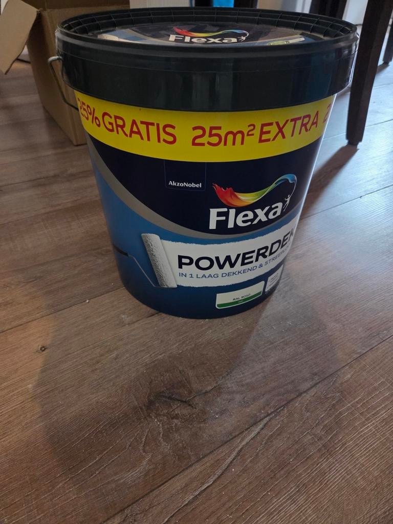 Flexa Powerdek RAL 9010 Muurverf - 25m² Extra, Ophalen, Nieuw, Wit