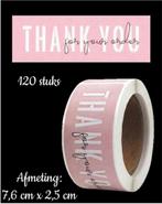 Rol 120 stickers 'Thank You for your order' rose/wit O-26, Ophalen of Verzenden, Nieuw, Meerdere stickers
