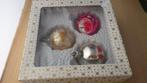 3 oude kerstballen in doosje, Diversen, Kerst, Ophalen of Verzenden, Gebruikt