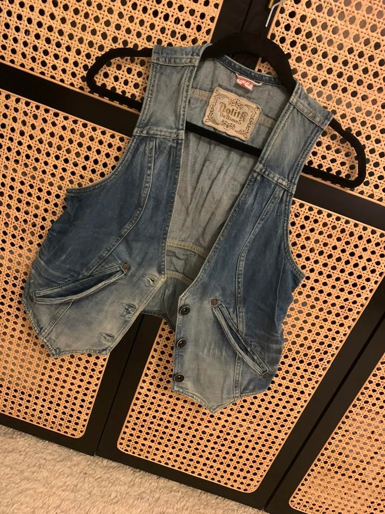 Spijker hesje Vintage, Verzenden, Zo goed als nieuw, Maat 36 (S), Blauw