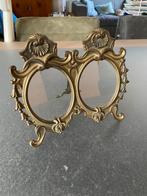 Vintage fotolijstje messing, dubbel ovaal, 20 cm hoog, Antiek en Kunst, Ophalen of Verzenden