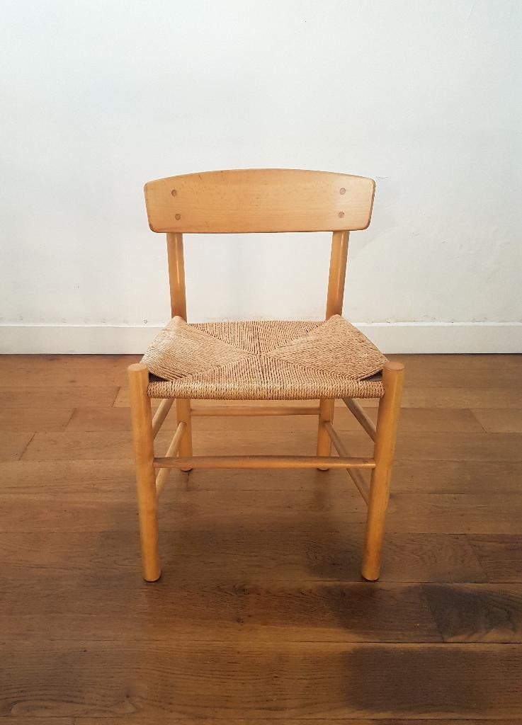 6x vintage Deense J39 stoelen van Børge Mogensen voor FDB, Ophalen, Gebruikt, Bruin, Deens dewsign, Vintage design, Mid Century modern