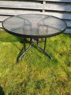 Ronde glazen tuintafel, Tuin en Terras, Tuintafels, Ophalen, Gebruikt, Rond