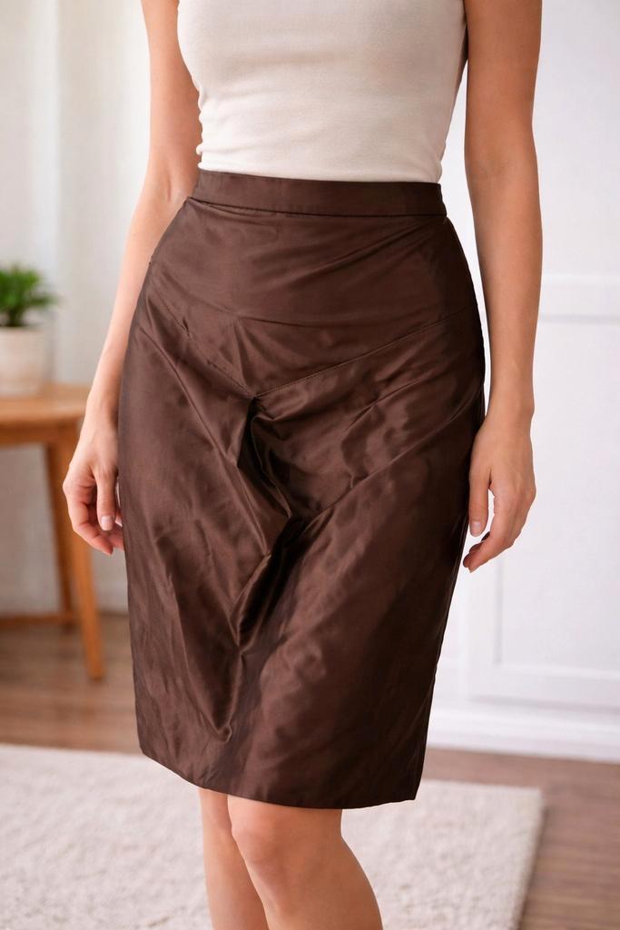 LEON rok maat 36 – bruin satijnlook – elegant & uniek, Kleding | Dames, Rokken, Zo goed als nieuw, Maat 36 (S), Bruin, Ophalen of Verzenden