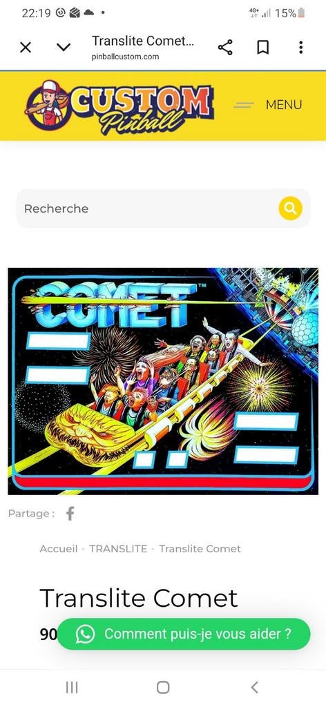Wie kan mij helpen aan translite williams comet of kopruit?, Verzamelen, Ophalen of Verzenden, Gebruikt, Onderdeel of Defecte kast