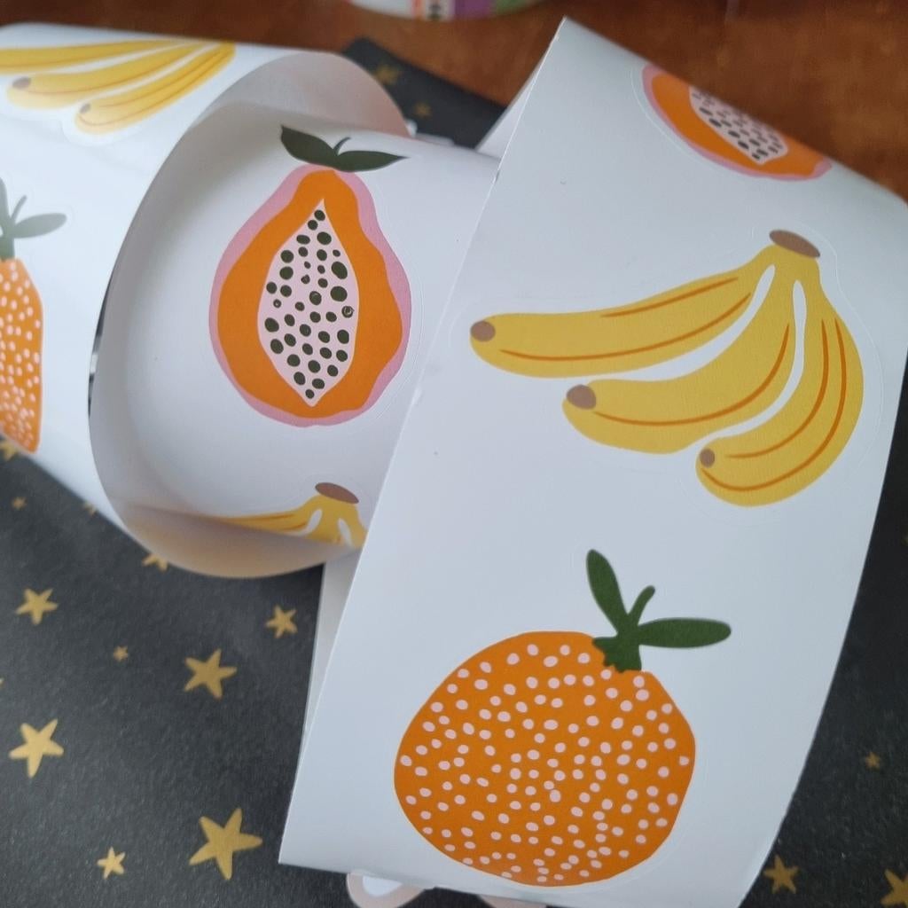 Sluitstickers fruit stickers sinaasappel banaan papaja food, Hobby en Vrije tijd, Stickers en Plaatjes, Verzenden, Nieuw, Meerdere stickers