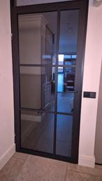 Massieve diepzwarte opdekdeur met rookglas, linksdraaiend, Doe-het-zelf en Verbouw, Deuren en Horren, Ophalen, 80 tot 100 cm, Binnendeur