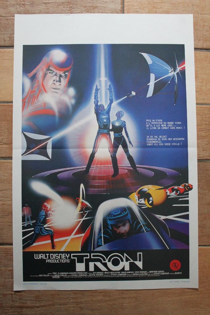 filmaffiche Walt Disney Tron 1982 filmposter, Rechthoekig Staand, Ophalen of Verzenden, Zo goed als nieuw, A1 t/m A3
