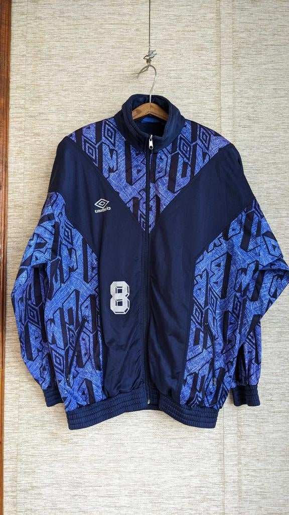 Vintage Umbro Trainingsjack - Kloosterman Hantum Bouwbedrijf, Maat 52/54 (L), Blauw, Ophalen of Verzenden, Zo goed als nieuw