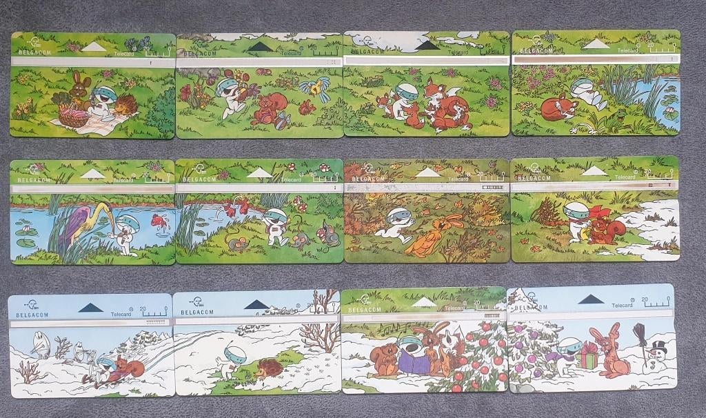 Set telefoonkaarten Belgacom 12 stuks comic strip, Verzamelen, Ophalen of Verzenden