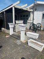 12 bloembakken van steen, Tuin en Terras, Bloembakken en Plantenbakken, Steen, Gebruikt, Ophalen of Verzenden, 60 tot 100 cm